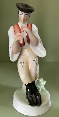Buy VINTAGE ZSOLNAY PECS HUNGARY PORCELAIN FIGURE MAN PLAYING MUSIC FLUTE Figurine • 18.12£