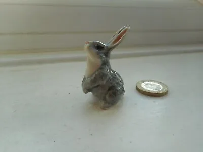 Buy Rabbit - Pottery  Beautiful Miniature - Detailed Sitting Up, Grey Rabbit • 4.60£
