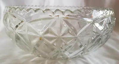 Buy Large Clear Pressed Glass Bowl Fruit Dessert Decorative • 4£