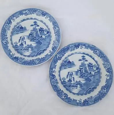 Buy Pair Antique John Turner Ironstone China Plates Transfer Printed Turner Willow • 40£
