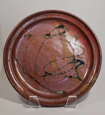 Buy Art Pottery Handmade Red Stoneware Plate Iridescent Glaze Black Slip Decoration • 34.58£