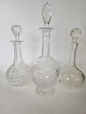 Buy Set Of 3 Cut Glass Decanters • 14.99£