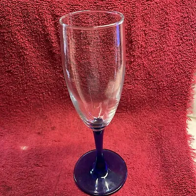 Buy Luminarc France Colbalt Blue Stem 8oz Champagne Flute Glasses • 11.06£