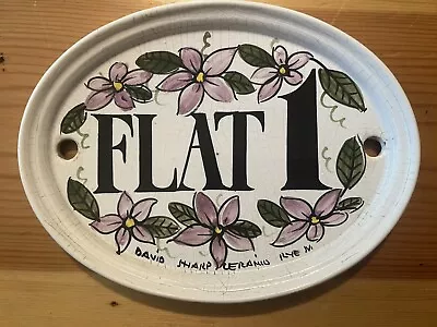 Buy Vintage Rare Ceramic Rye Pottery Flat 1 Door Number By David Sharp With Flowers • 12.50£