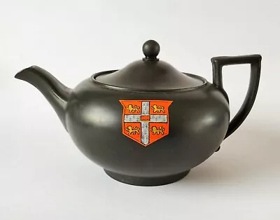 Buy Wedgwood Black Basalt Teapot Cambridge University Coat Of Arms • 220£