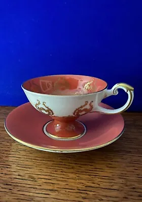Buy Aynsley Fine English Bone China Red And Gold Teacup And Saucer Fruit Pattern • 30£
