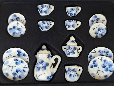 Buy BLUE FLOWERS China Tea Set Porcelain 1:12th Scale Dolls House Miniature UH • 6.50£