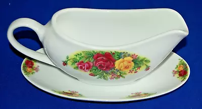 Buy Royal Norfolk Country Roses Gravy Boat & Stand, Vintage, 1960s, • 9.99£