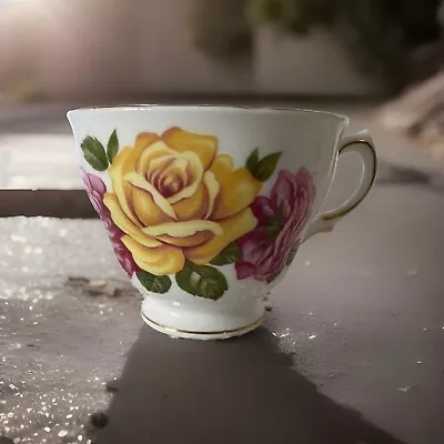Buy Royal Vale / Bone China / TEACUP ONLY. Yellow & Pink Roses💐 • 8.49£