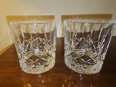 Buy Two Stunning Double Old Fashioned Cut Crystal Whisky Glasses • 20£
