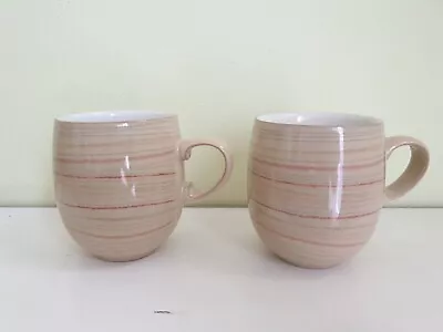 Buy 2 X Denby Caramel Stripe Mugs - Large Barrel Shape - Tea / Coffee - VGC • 19.99£