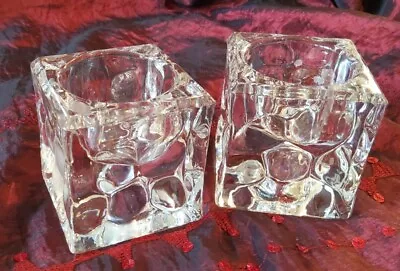 Buy Reversible Clear Crystal Glass Cube Votive & Taper Candle Holders 2.5X2.5 X 2.5  • 12£