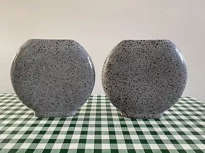 Buy 2 X Vintage Shelf Concept Handcrafted Stoneware Circle Vases, Speckled Grey • 18£