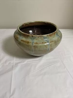 Buy Decorative Green, Blue, Brown Pottery Bowl. Handmade 8in Diameter • 33.70£