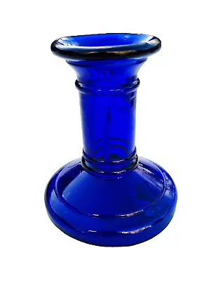 Buy Cobalt Blue Round Glass Candlestick, Crafted Candle Holder • 13.20£