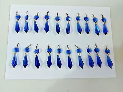 Buy 20 Blue Cut Glass Crystals Sun Catcher Leaf Drops Prisms Droplet Chandelier • 10£