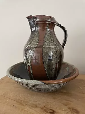 Buy Vintage (GOOD CONDITION) Crail Scottish Studio Pottery Large Painted Jug & Bowl • 35£