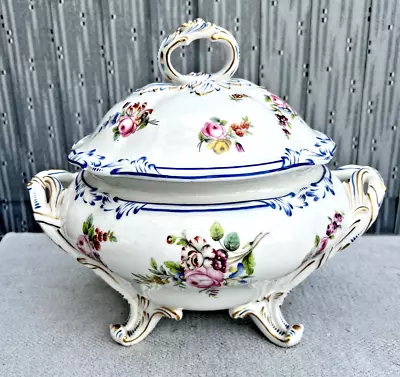 Buy Large Vintage German DRESDEN Style Soup Tureen, Hand Painted Flowers.  A/f • 20£