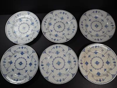 Buy 6 X Furnivals Blue Denmark Dinner Plates 25.5cm • 29.99£
