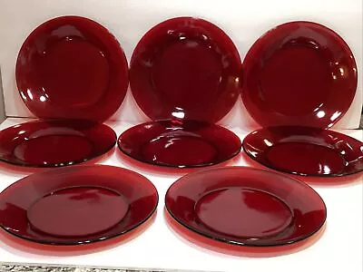 Buy Set Of 8 Vintage Royal Ruby Red Anchor Hocking? Depression Glass 8  Dinner Plate • 70.74£
