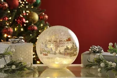 Buy Christmas Globe Crackle Effect Village Ball Glass Battery Operated Festive • 24.99£