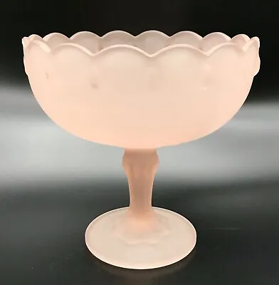 Buy Vtg Pink Satin Frosted Compote Depression Indiana Glass Pedestal Bowl Candy Dish • 26.01£