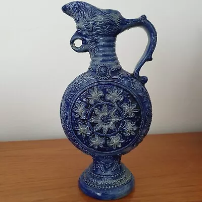 Buy Antique Mid 19thC German Westerwald Salt Glazed Pottery Ewer Jug Pitcher Cobalt • 25£