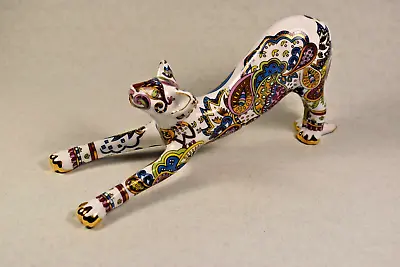 Buy Portmeirion Paul Cardew Art Deco Cool Catz Stretching Cat Figurine Paisley • 39.95£