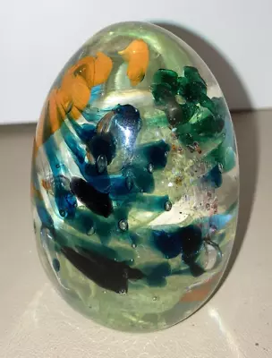 Buy Studio Art Glass Egg Paperweight Swirled Signed R (Robin) Provart Kelly '95 • 32.16£