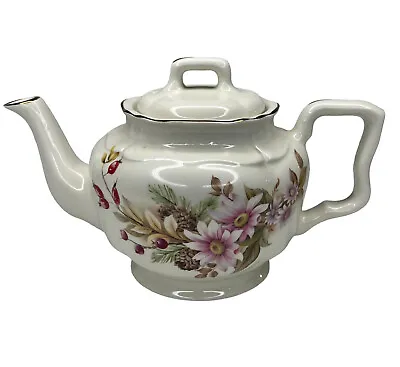 Buy Arthur Wood -Vintage Pink Daisies & Pine Cone Tea Pot, Fine China England #5992 • 33.69£