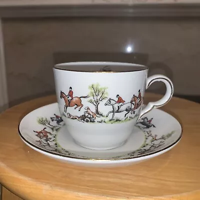 Buy Maddock Tally Ho Pattern Cup And Saucer Hounds Fox • 9.99£