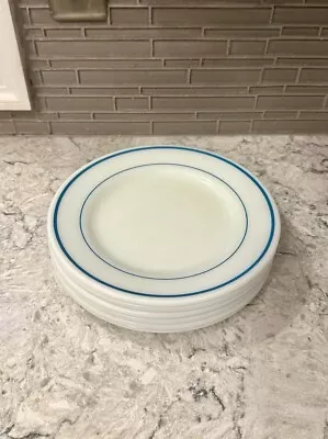 Buy Set Of 6 Vintage PYREX Tableware By Corning 9” Plates Blue Bands #703 Pyrex Lot • 42.75£
