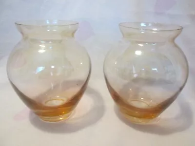 Buy 2 GLASS VASES HEIGHT 16cm Colour Brown. No Chips Or Cracks • 7£