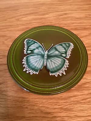 Buy Vintage Hornsea Pottery Circular Wall Plaque Green Butterfly Design 1970s . • 14£
