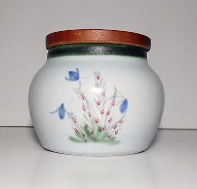 Buy Buchan Pottery Bluebell & Heather Pattern Wooden Lidded Storage Jar In Stoneware • 5.75£