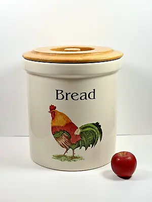 Buy TG Green Cloverleaf Bread Bin Cockerel Design 27cm Cream Earthenware & Wood Lid • 39.95£
