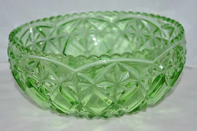 Buy Vintage Green Glass Fruit Bowl Pressed 22cm X 10cm • 22£