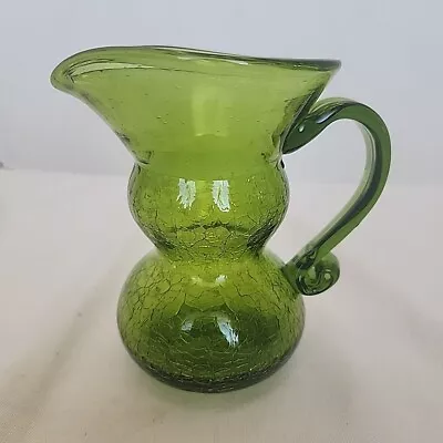 Buy Apple Green CRACKLE GLASS CREAMER 5  Small Pitcher Home Table Decor • 8.54£