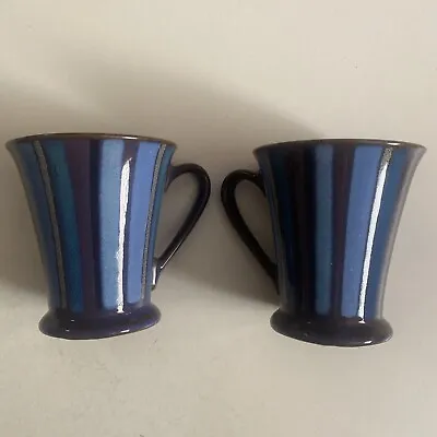 Buy Pair Of Blue Striped DENBY Gatsby Mugs - Seconds - Excellent Condition • 15£