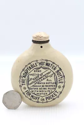 Buy VINTAGE C1900s MINIATURE  ADAPTABLE FULHAM POTTERY MUFF WARMER HOT WATER BOTTLE • 26£