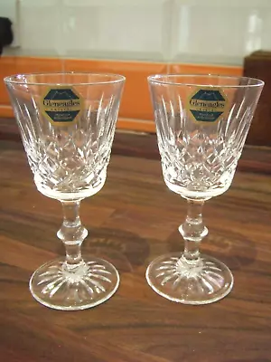 Buy 2 X Labelled Gleneagles Scottish Crystal Hand Cut Sherry / Wine Glasses • 18.75£