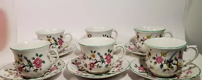Buy Set 6 Old Foley James Kent Chinese Rose Cups & Saucers Multicolor Rose W Bird • 92.83£