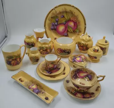 Buy Vintage Aynsley Orchard Gold Collection 17 Pieces Fine Bone China Cups, Vases • 74.99£