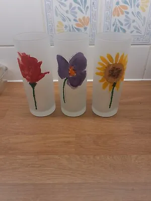 Buy 3 X Dartington Tall Frosted Floral Tumblers • 12£