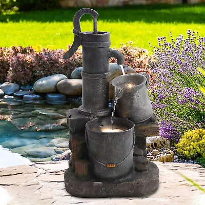 Buy Garden Cascading LED Tiered Electric Water Fountain Feature Statue With Light UK • 52.95£