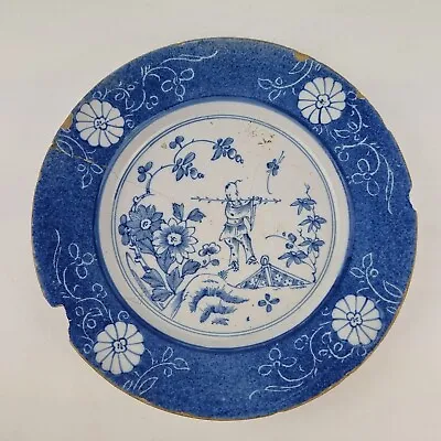 Buy Antique 18th Century Delft 'Blue Powder' Plate With Chinoiserie Decoration 22cm • 79£