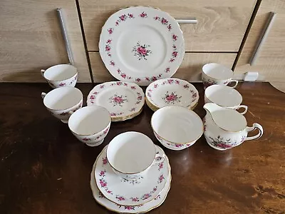 Buy Vintage Royal Vale Ridgway Pottery Bone China Pink Rose Pattern Tea Set 20 Pcs • 39.99£