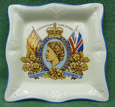 Buy Queen Elizabeth II Coronation 1953 Square Pin Tray - Sandland Ware - 4  Across • 7.99£