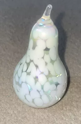 Buy Heron Art Glass Iridescent Glass Pear Paperweight • 10£