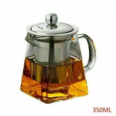 Buy Heat Resistant Clear Glass Teapot Jug With Infuser Coffee Tea Leaf Herbal Pot UK • 7.59£